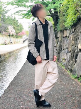 「猫」｜「アイテム（ブルゾン）」を使った、じいさん（メンズ・172cm）の春コーディネート