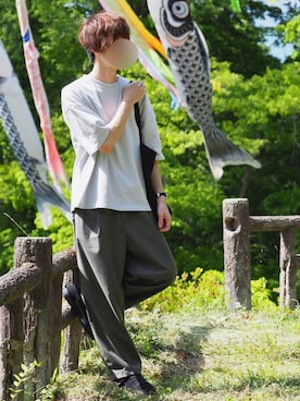 「WHITE LINE（ホワイトライン）のアイテム」を使った、じいさん（メンズ・172cm）の春コーディネート