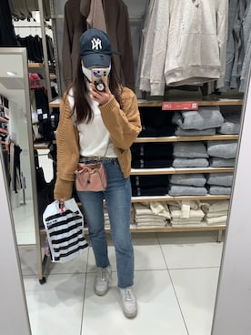 「DHOLIC（ディーホリック）のアイテム（ファッション雑貨）」を使った、🧃さん（レディース・157cm）の冬コーディネート