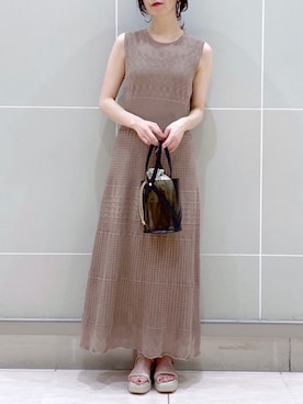 「Andemiu（アンデミュウ）のクリアトートバッグ940559（ショルダーバッグ）」を使った、YURIさん（レディース・160cm）の春コーディネート