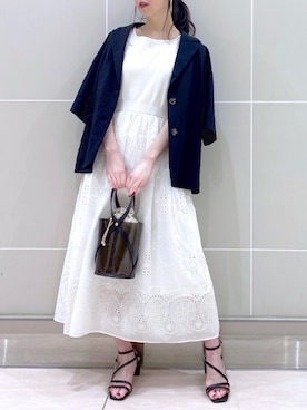 「Andemiu（アンデミュウ）のクリアトートバッグ940559（ショルダーバッグ）」を使った、YURIさん（レディース・160cm）の夏コーディネート