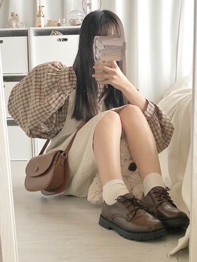 「apres jour（アプレジュール）のアイテム（ジャンパースカート）」を使った、ちろるさん（レディース・149cm）の冬コーディネート