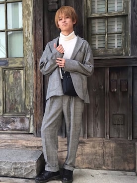 「niko and...（ニコアンド）のアイテム（セットアップ）」を使った、シュンさん（メンズ・172cm）の春コーディネート