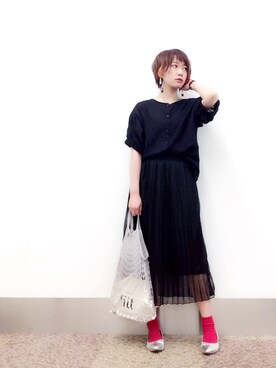 「フィッシュネットバッグ」｜isonさん（レディース・156cm）の春コーディネート