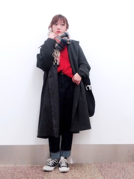 「アイラブCONVERSE」｜「アイテム（チェスターコート）」を使った、isonさん（レディース・156cm）の秋コーディネート