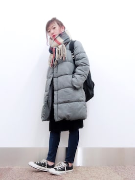 「アイラブCONVERSE」｜「アイテム（ワンピース/ドレス）」を使った、isonさん（レディース・156cm）の冬コーディネート