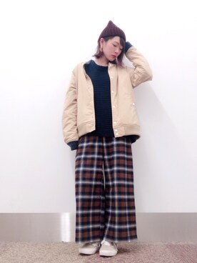 「Champion（チャンピオン）のアイテム（ブルゾン）」を使った、isonさん（レディース・156cm）の冬コーディネート