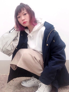 「ジャックパーセル」｜「アイテム（ブルゾン）」を使った、isonさん（レディース・156cm）の冬コーディネート