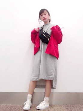 「ジャックパーセル」｜「アイテム（ブルゾン）」を使った、isonさん（レディース・156cm）の冬コーディネート