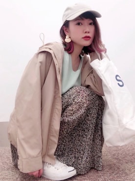 「ジャックパーセル」｜「アイテム（ブルゾン）」を使った、isonさん（レディース・156cm）の春コーディネート
