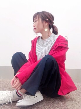 「ジャックパーセル」｜「アイテム（ブルゾン）」を使った、isonさん（レディース・156cm）の春コーディネート