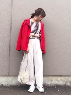 「マリン」｜「アイテム（ブルゾン）」を使った、isonさん（レディース・156cm）の春コーディネート