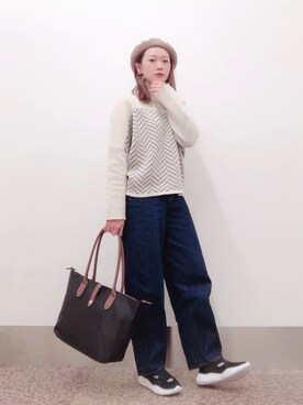 「ドルマン」｜「アイテム（ハンチング/ベレー帽）」を使った、isonさん（レディース・156cm）の冬コーディネート
