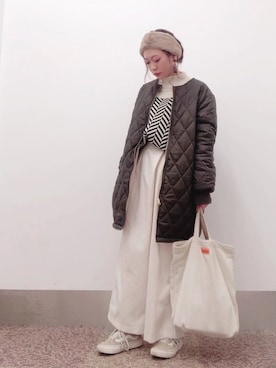 「ラップパンツ」｜「アイテム（モッズコート）」を使った、isonさん（レディース・156cm）の冬コーディネート