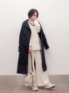 「ジャックパーセル」｜「アイテム（トレンチコート）」を使った、isonさん（レディース・156cm）の冬コーディネート