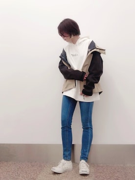 「ジャックパーセル」｜「アイテム（ブルゾン）」を使った、isonさん（レディース・156cm）の春コーディネート