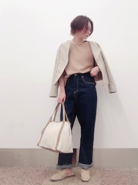 「バブーシュ」｜「アイテム（ブルゾン）」を使った、isonさん（レディース・156cm）の春コーディネート