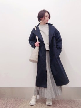 「ジャックパーセル」｜「アイテム（トレンチコート）」を使った、isonさん（レディース・156cm）の冬コーディネート