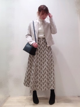 「index（インデックス）のアイテム（ライダースジャケット）」を使った、isonさん（レディース・156cm）の秋コーディネート