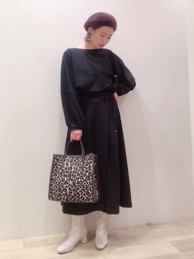 「OPAQUE.CLIP」｜「アイテム（ハンチング/ベレー帽）」を使った、isonさん（レディース・156cm）の秋コーディネート