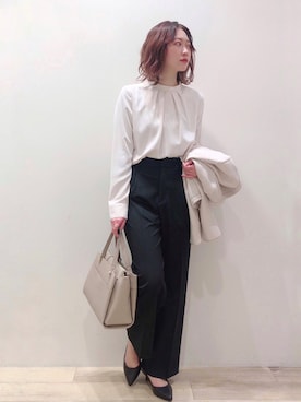 「index（インデックス）のアイテム（ノーカラージャケット）」を使った、isonさん（レディース・156cm）の冬コーディネート
