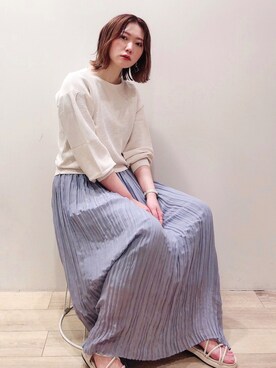 「ワッシャースカート」｜「アイテム（その他）」を使った、isonさん（レディース・156cm）の春コーディネート