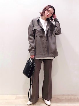 「セットアップスタイル」｜「アイテム（ミリタリージャケット）」を使った、isonさん（レディース・156cm）の春コーディネート