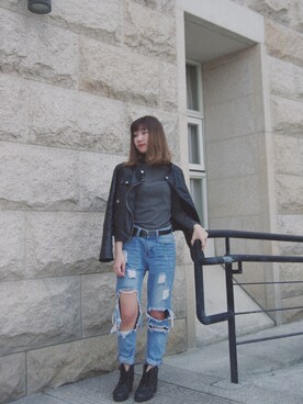 「Lulus（-）のアイテム（ブルゾン）」を使った、Rueiさん（レディース・155cm）の春コーディネート