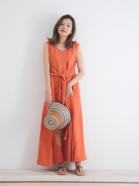 「URBAN RESEARCH ROSSO（アーバンリサーチロッソ）のリボンマキシワンピース（ワンピース）」を使った、kawanoさん（レディース・164cm）の夏コーディネート