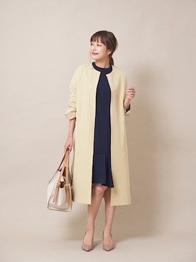 「URBAN RESEARCH ROSSO WOMEN（アーバンリサーチ　ロッソ）のアイテム（ノーカラージャケット）」を使った、kawanoさん（レディース・164cm）の冬コーディネート