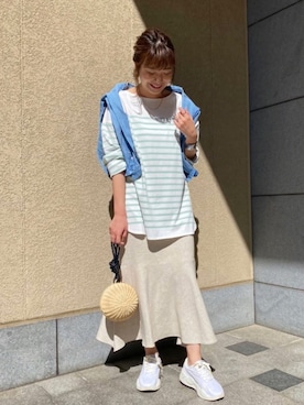 「F by ROSSO（エフバイロッソ）のF by ROSSO　リネン混マーメイドスカート∴（スカート）」を使った、kawanoさん（レディース・164cm）の春コーディネート