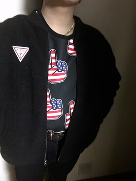 「Guess（ゲス）のアイテム（ブルゾン）」を使った、SHOTAさん（メンズ・170cm）の冬コーディネート