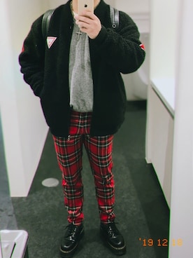 「Guess（ゲス）のアイテム（ブルゾン）」を使った、SHOTAさん（メンズ・170cm）の冬コーディネート