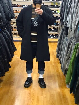 「GU（ジーユー）のアイテム（ニット/セーター、ブラウン系）」を使った、SHOTAさん（メンズ・170cm）の冬コーディネート
