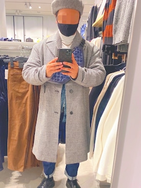 「usedのアイテム（ニット/セーター、ブルー系）」を使った、SHOTAさん（メンズ・170cm）の冬コーディネート