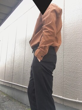 「GU（ジーユー）の（GU）コットンリネンスリムフィットトラウザー（MEN ⁄ チノ・イージーパンツ・デザインパンツ）」を使った、むろさん（メンズ・165cm）の春コーディネート