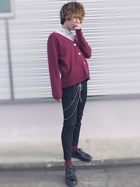 「ワインレッド」｜「アイテム（財布/小物）」を使った、むろさん（メンズ・165cm）の春コーディネート