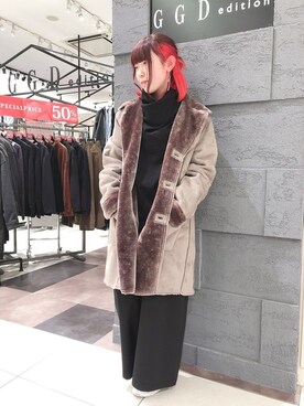 「GGD（ジージーディー）のアイテム（ジャケット/アウター）」を使った、GGD edition あべの店さん（レディース・154cm）の冬コーディネート