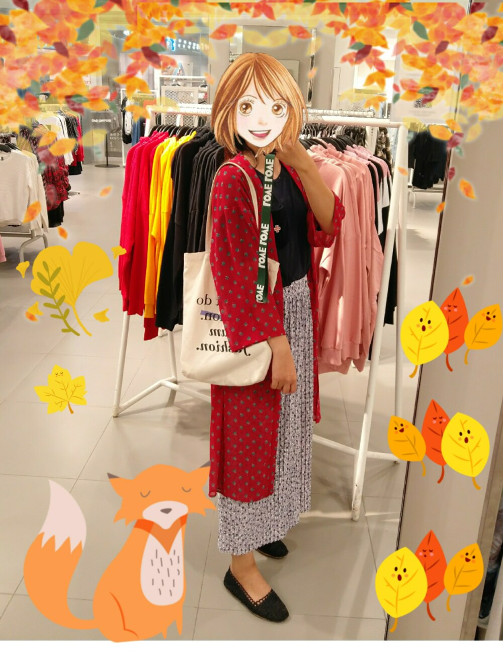 「UNIQLOのアイテム（ジャケット/アウター、レッド系）」を使った、然，さん（レディース・165cm）の秋コーディネートの1枚目の写真
