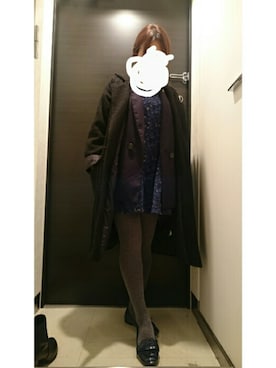 「パーティースタイル」｜「アイテム（ステンカラーコート）」を使った、みのこさん（レディース・147cm）の冬コーディネート