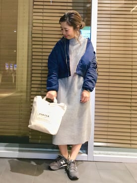 「URBAN RESEARCH（アーバンリサーチ）のアイテム（MA-1）」を使った、SAKI.さん（レディース・161cm）の秋コーディネート