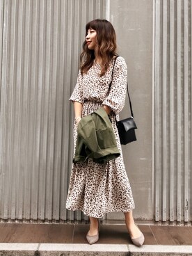 レオパードジョーゼットワンピースを使った人気ファッションコーディネート Wear