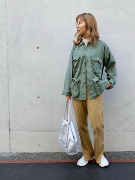 「ROTHCO（ロスコ）のアイテム（カバーオール）」を使った、SAKI.さん（レディース・161cm）の春コーディネート