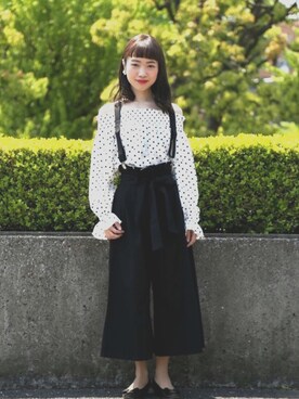「アイテム（サスペンダー）」を使った、fruncoさん（レディース・153cm）の春コーディネート
