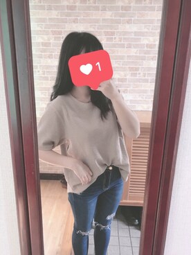 「UNIQLO（ユニクロ）のワッフルクルーネックT（5分袖）（Tシャツ/カットソー）」を使った、ささん（レディース・155cm）の夏コーディネート