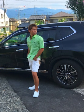 「EDWIN」｜「アイテム（スリッポン）」を使った、ながやさん（メンズ・166cm）の夏コーディネート