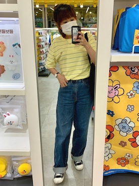 「BT21（ビーティーイシビル）のアイテム」を使った、lilbicyannさん（レディース・162cm）の夏コーディネート