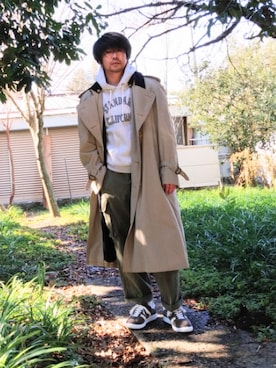 「m47」｜「アイテム（トレンチコート）」を使った、こんがり棒さん（メンズ・167cm）の冬コーディネート