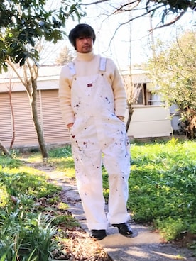 「ポールスミス」｜「アイテム（オールインワン・サロペット）」を使った、こんがり棒さん（メンズ・167cm）の冬コーディネート