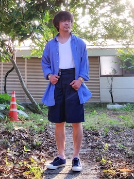 「BLACK SIGN（ブラックサイン）のアイテム」を使った、こんがり棒さん（メンズ・167cm）の夏コーディネート